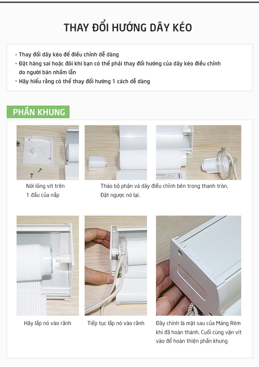 Thay Đổi Hướng Dây Kéo Rèm Cầu Vồng