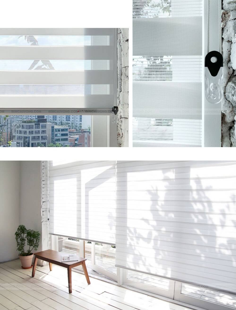 Rèm Cầu Vồng Hàn Quốc màu Trắng