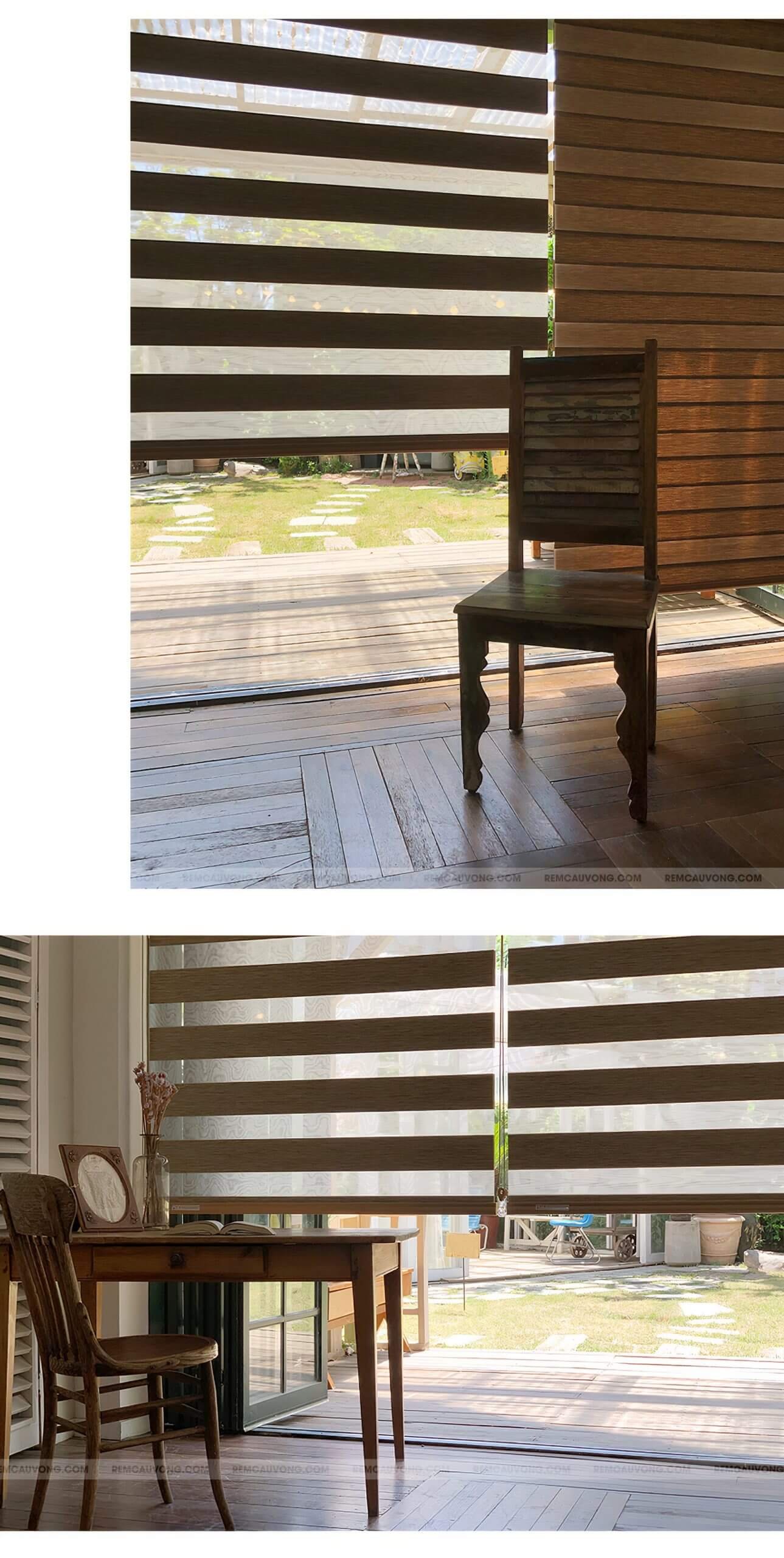 Rèm Cầu Vồng màu giả gỗ sang trọng