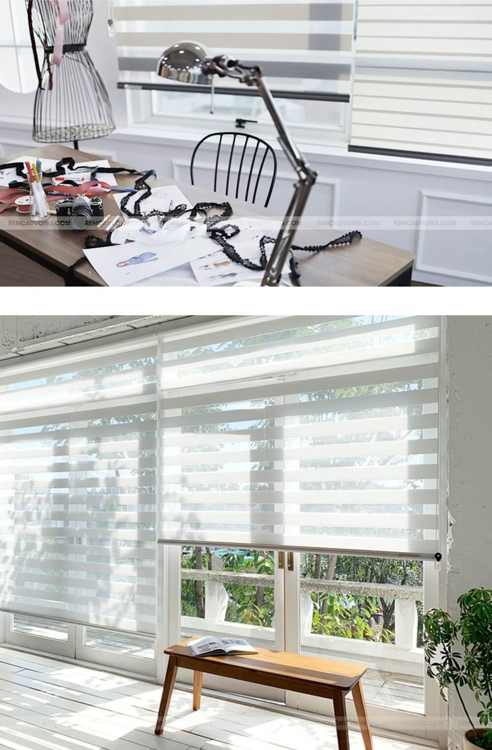 Rèm Cầu Vồng màu Trắng nhập khẩu Hàn Quốc