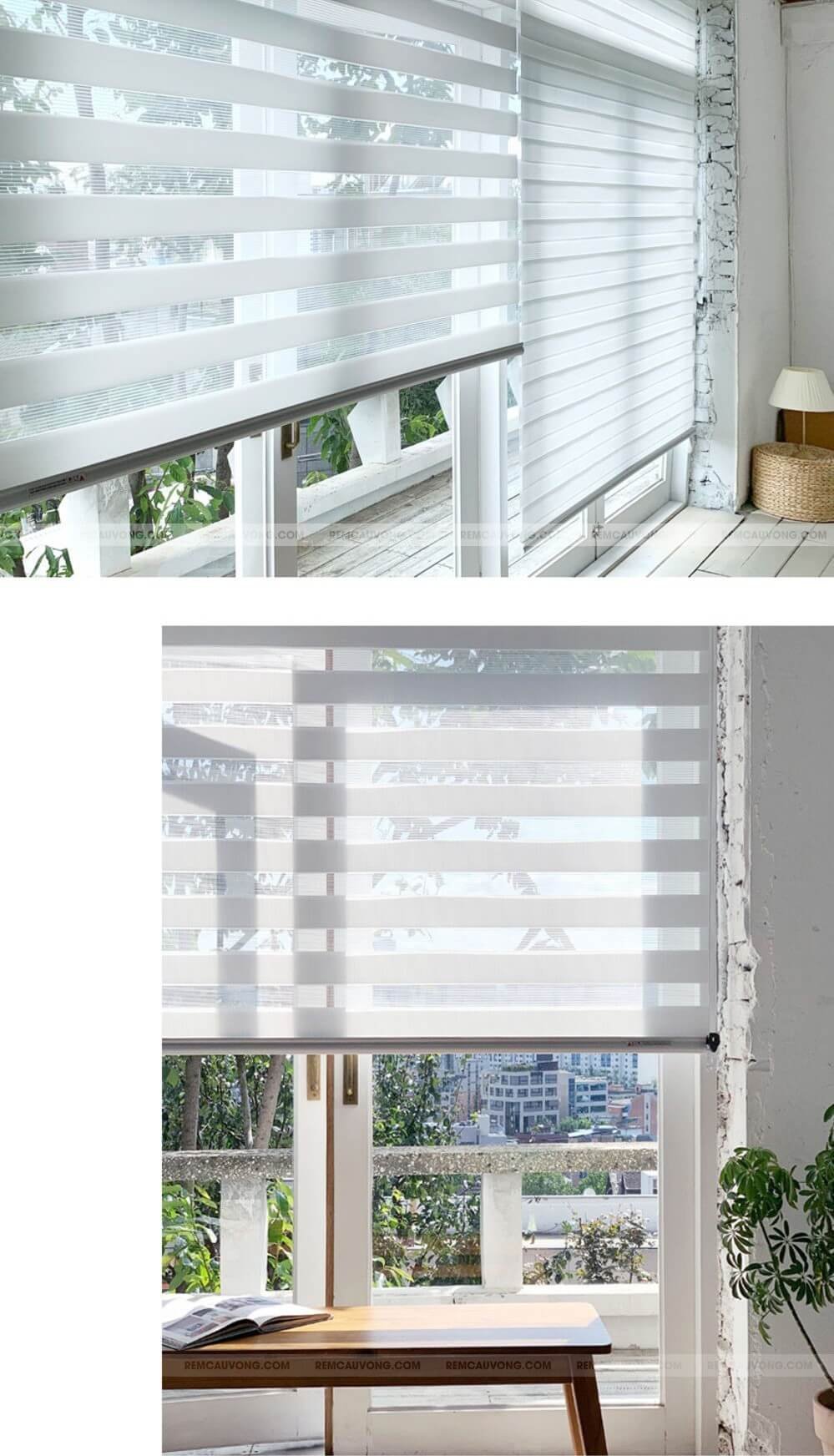 Rèm Cầu Vồng nhập khẩu Hàn Quốc màu Trắng