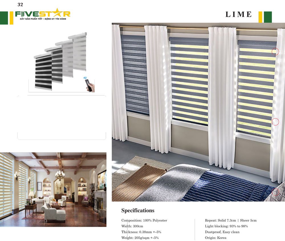 Rèm Cầu Vồng Fivestar Lime