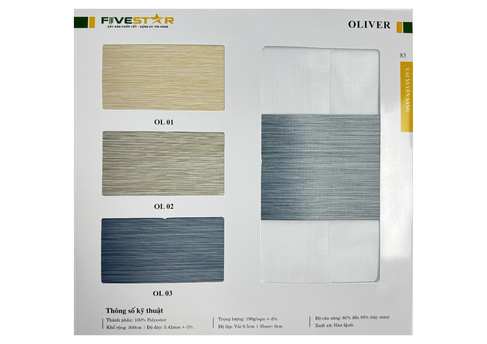Rèm Cầu Vồng Fivestar Olive