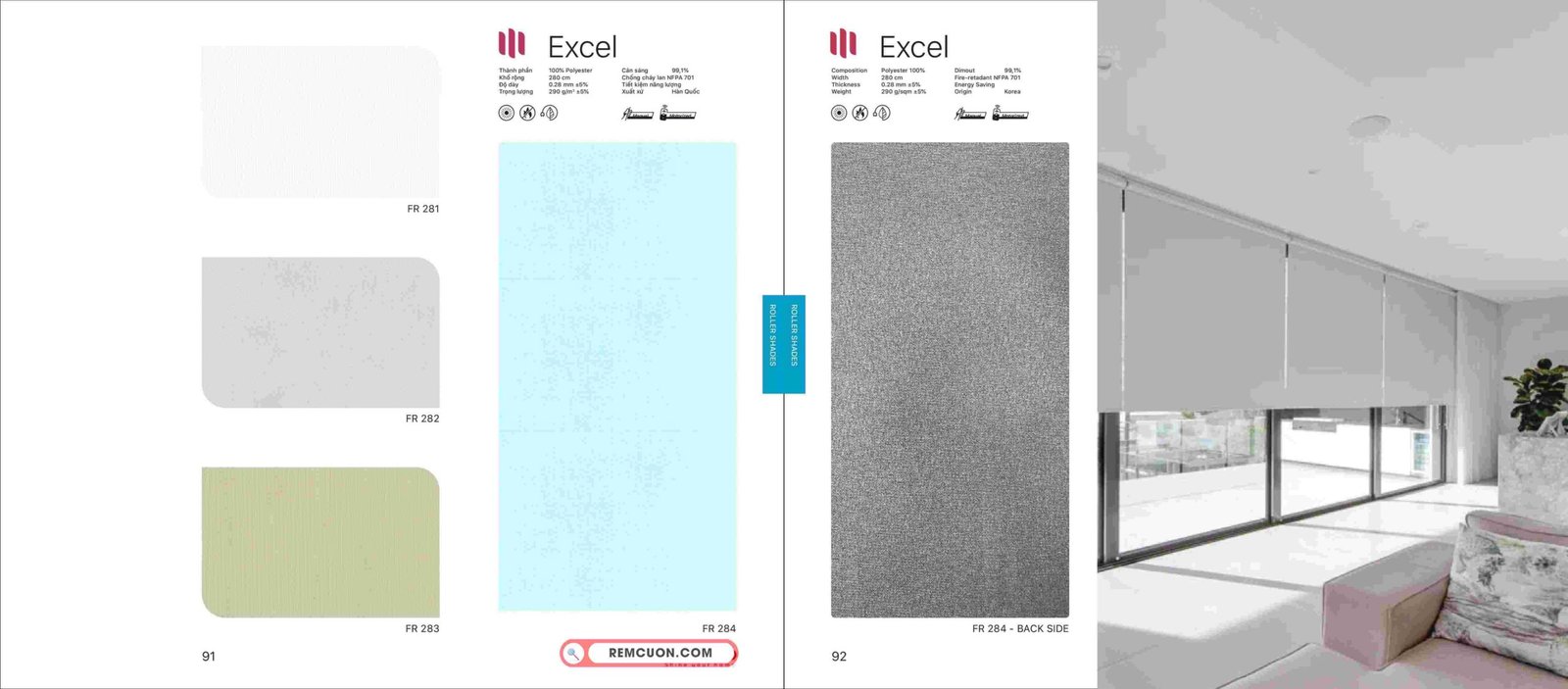Rèm Cuốn Modero Excel