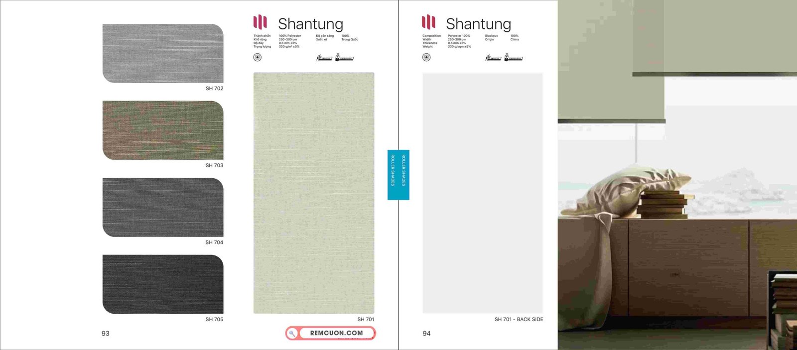 Rèm Cuốn Modero Shantung