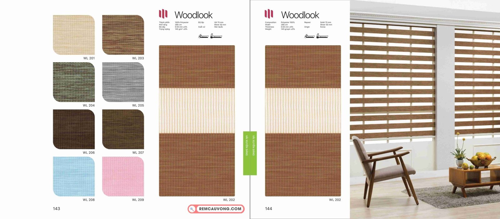 Rèm Cầu Vồng Modero Woodlook