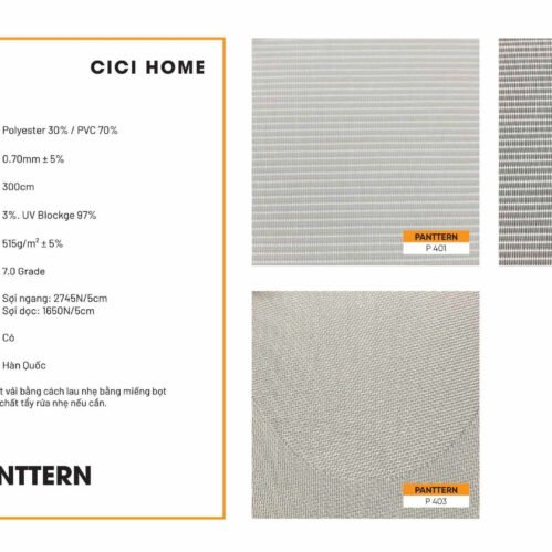 Thông Số Kỹ Thuật Hình Ảnh Rèm Cuốn Cici Home Panttern P