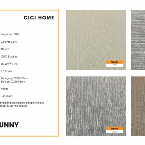 Thông Số Kỹ Thuật Hình Ảnh Rèm Cuốn Cici Home Sunny